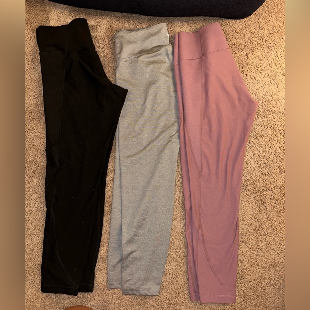 Black, Gray, and Pink/Purple Leggings Set